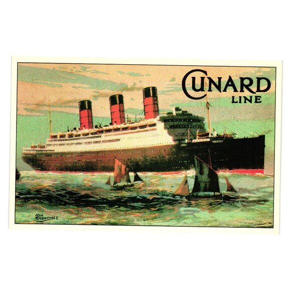 Cunard Line Berengaria Marine Art Cruise Postcard 1990 Ships Maritime 2 of 23 - Picture 1 of 2